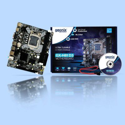 Geonix GX-H81 Motherboard | DDR3-1066, 1333, 1600 MHz | High Speed 3.0 USB | LGA 1150 Support Intel 4th Gen CPU | M.2 Slot | 3 Years Warranty
