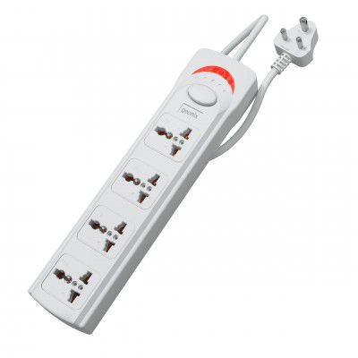 Geonix PowerSpan S4 | Extension Board with 4 Universal Sockets, 1500 Watts, 6 Amp Multi Plug for Office & Home Appliances (White)