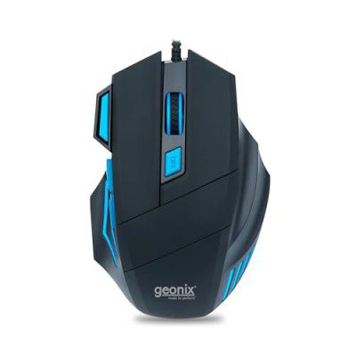 GEONIX Vigor R6 Wired Gaming Mouse with 3600 DPI, 1 Year Warranty (Black Blue)