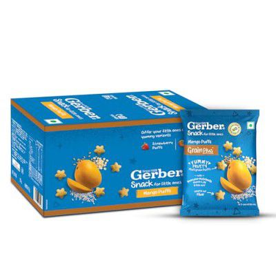 Gerber Snacks Mango Puffs for Kids, Yummy and Nutritious, Made with Multigrain Oats, 150g (6X25g)