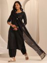 Gerua By Libas Notch Neck Zari Straight Kurta with Salwar & Dupatta...