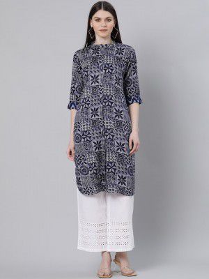 GERUA Women Blue Geometric Printed Kurta