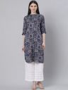 GERUA Women Blue Geometric Printed Kurta...