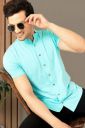 GESPO  Men Regular Fit Solid Mandarin Collar Casual Shirt...