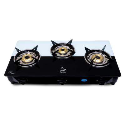 Gesto 3 Burner Vista Gas Stove Stainless Steel.5 Years Warranty on Brass Burners.Door Step Service at Home.Save 15% LPG Its Challenged