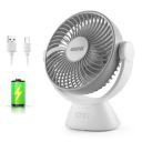 Gesto 6 Inch Rechargeable Table Fan with LED Light – High-Speed Noiseless Portable Fan (Grey)...