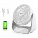 Gesto 7.4 Inch High Speed Rechargeable Table Fan for Home – USB Charging Battery Fan With Led Light | 2400mAh Battery, Upto 8 Hours Runtime | 3 Speed Modes Portable fan for Home, Office,Kitchen-Grey...