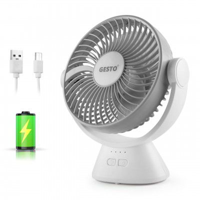 Gesto 7.8 Inch High Speed Rechargeable Table Fan for Home – USB Charging Battery Fan With Led Light