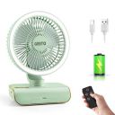 Gesto 8 Inch High Speed Rechargeable Table Fan for Home – Oscillating Fan with Remote Control | 4000mAh Battery,Led Light,5 Speed Modes - Green...