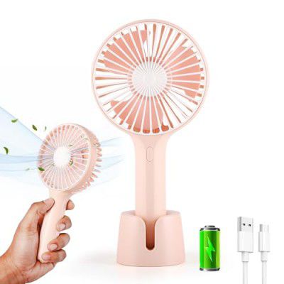 Gesto Mini Portable Table Fan or DC Fan - 3 Speed Modes Handheld Fan (Pink)