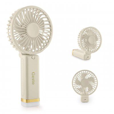 Gesto Portable Fan Rechargeable with LED Light – Foldable Mini Fan, Small Fan