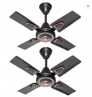 GESTOR Amazy Ultra High Speed 24 Inch Decorative 600 mm Anti Dust 4 Blade Ceiling Fan  (Smoked Brown, Pack of 2)