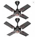 GESTOR Amazy Ultra High Speed 24 Inch Decorative 600 mm Anti Dust 4 Blade Ceiling Fan  (Smoked Brown, Pack of 2)...