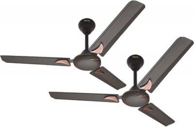 GESTOR Martin Ultra High Speed Decorative 48 Inch 1200 mm 3 Blade Ceiling Fan (Anti Dust | Smocked Brown | Pack of 2)