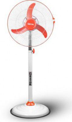 GESTOR STORME Bullet Heavy Duty Ultra High Speed 400 mm 3 Blade Pedestal Fan  (White Orange)