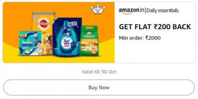 Daily Essentials: Get 10% up to ₹200 Back Min order ₹2000