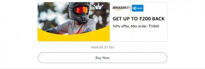 Get 10% up to ₹200 back on minimum orders above ₹1000 on Raida Shopping.