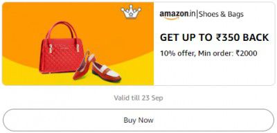 Get 10% up to ₹350 Back on minimum orders above ₹2000 on Shoes and Bags