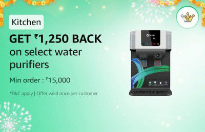 Get ₹1250 Cashback on Select Water Purifiers with 500 Amazon Diamonds