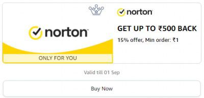 Get 15% Back up to ₹500 on Norton Recharge 