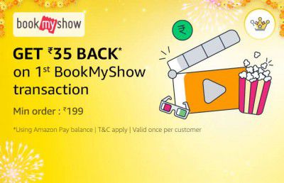 Get ₹35 Back on 1st BookMyShow transaction with 100 Amazon Diamonds
