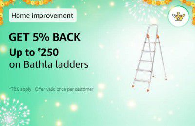 Get 5% Cashback Up to ₹250 on Bathla ladders with 750 Amazon Diamonds