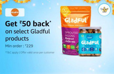 Get 50 Cashback on select Gladful products with 100 Amazon Diamonds