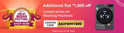 Amazon: Get extra INR 1000 OFF on Bestselling Washing machines