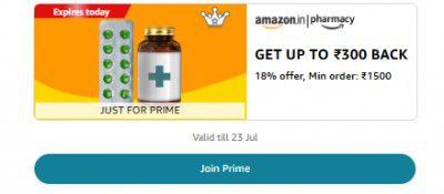 GET UP TO ₹300 BACK 18% offer, Min order: ₹1500