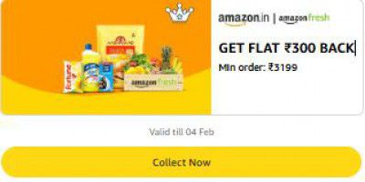 GET FLAT ₹300 BACK | Min order: ₹3199 on Amazon Fresh