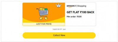 GET FLAT ₹100 BACK | Min order: ₹500 On Amazon Shopping