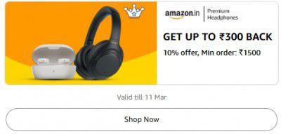 Get Flat ₹300 Back on a minimum order above ₹1500 on Headphones