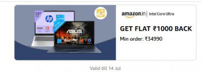 GET FLAT ₹1000 BACK Min order: ₹34999 on Intel Core Ultra Laptop