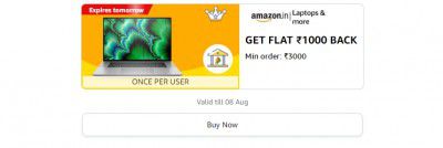 Get Flat ₹1000 Cashback on minimum order ₹3000 on Laptops and more.