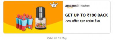Get Flat ₹160 Back, 70% offer, Min order: ₹80