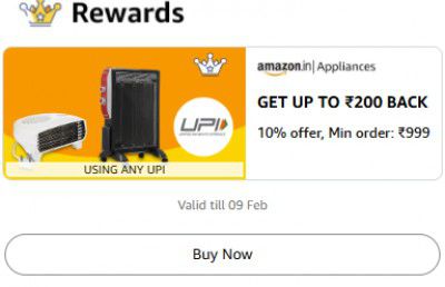 Get Flat ₹200 Back Min order: ₹999 On Appliances