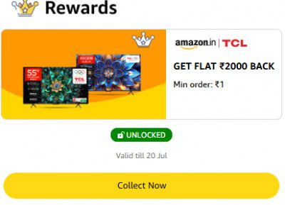 Get Flat ₹2000 Back Min order: ₹1 On TCL