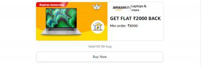 Get Flat ₹2000 Cashback on minimum order ₹8000 on Laptops and more