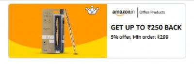 Get Flat ₹250 Back 5% offer, Min order: ₹299