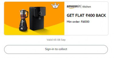 Get Flat ₹400 Back Min order: ₹4000 On Appliances