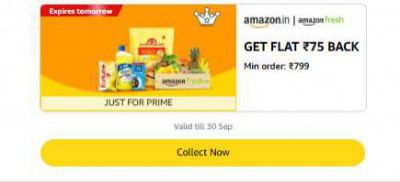 Get Flat ₹75 Back On Min. Order ₹999 On Amazon Fresh