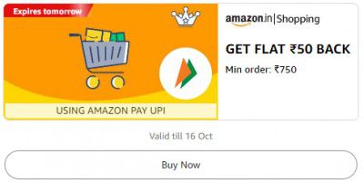 Get Flat ₹50 back on minimum orders above ₹750 on Shopping.