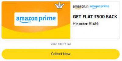 Get Flat ₹500 Back Min order: ₹1499 On Amazon Prime