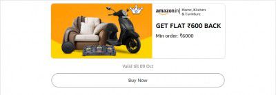 Get Flat ₹600 back on minimum order above ₹6000 on Home and Kitchen Shopping