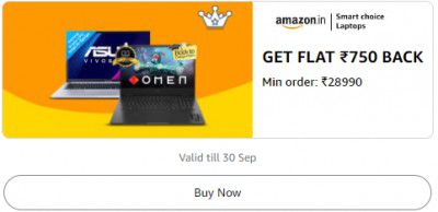 Get Flat ₹750 Back on minimum orders above ₹28,990 on Smart Choice laptops.