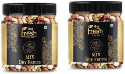 Get Fresh Dry Fruits Nut Mix Black & Green Raisin, Almonds, Cashews, Apricots, Pistachios, Walnuts (2 x 500 g)