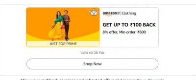 GET UP TO ₹100 Back 8% offer Min order: ₹600