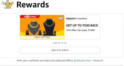 Amazon : GET UP TO ₹500 BACK 10% offer, Min order: ₹1000