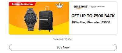 GET UP TO ₹500 BACK 10% offer, Min order: ₹3000