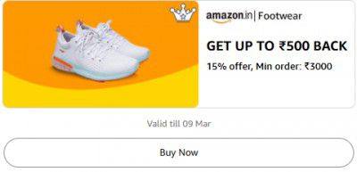 Get Flat ₹500 Back 15% offer, Min order: ₹3000 On Footwear